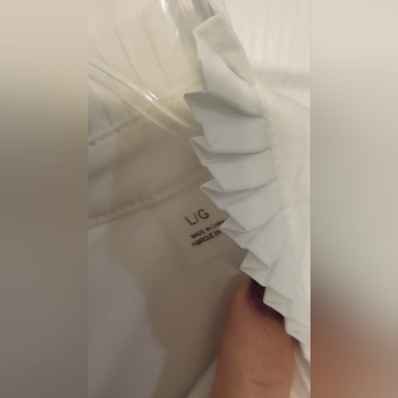 Elie by Eli Tahari White Sleevless Ruffled Collar Blouse Size Large - Picture 5 of 6